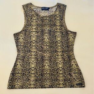 Vintage 90s/Y2K Anti-Flirt Shiny Python Snake Print Tank Top M/L